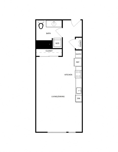 Floor plan for studio, 1 bath, 550 sqft